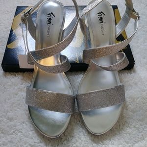 Fioni Night Silver Glitter Sandal Heel